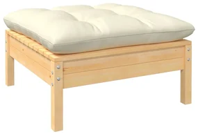 Set divani da giardino 5 pz con cuscini crema massello di pino