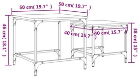 Tavolini Salotto Impilabili 2pz Grigio Sonoma Legno Multistrato