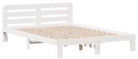 Letto senza materasso bianco 140x190 cm legno massello di pino