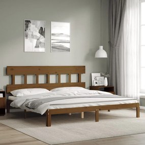 Giroletto Con Testiera Ambra 200x200 Cm İn Legno Massello /