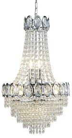 Lampadario louis phillipe 6lt - metallo cromato e cristallo