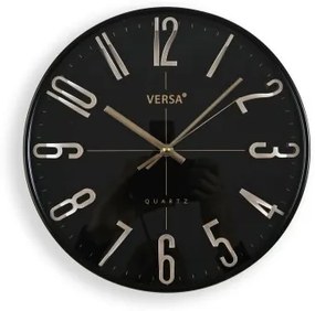Orologio da Parete Versa Nero Dorato Plastica Quarzo 4,3 x 30 x 30 cm