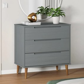 Cassettiera Molde Grigia 80x40x80 Cm İn Legno Massello Di Pino /