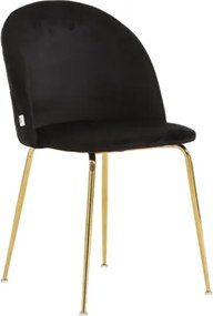 Sedia da pranzo in velluto Nero con gambe in metallo Oro - PARIS 2 sedie
