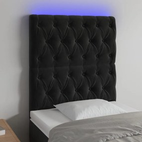 Testiera A Led Nera 80x7x118/128 Cm İn Velluto /