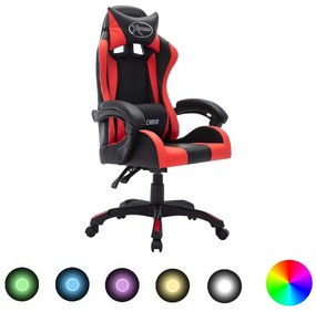 Sedia Da Gaming Con Luci A Led Rgb Rossa E Nera İn Similpelle /