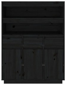 Credenza nera 89x40x116,5 cm in legno massello di pino