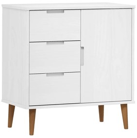 Credenza MOLDE Bianca 76,5x40x80 cm in Legno Massello di Pino