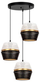 Lampadario a cavo PARIS 3xE27/60W/230V Ø45 cm bianco/nero/oro