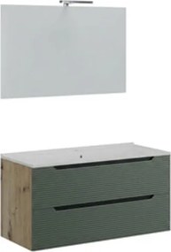 Mobile Bagno Sospeso Comfort 2 Cassetti Dogato 100 Cm Rovere Verde Salvia