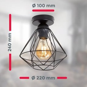 Plafoniera 1xE27/40W/230V nera