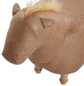 Pouf animaletto in similpelle beige HORSE Beliani