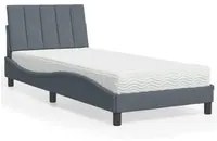 Letto con Materasso Grigio Scuro 90x190 cm in Velluto 3208569