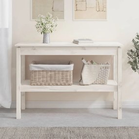Tavolo consolle bianco 110x40x75 cm in legno massello di pino