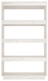 Libreria/Divisorio Bianco 80x35x135 cm Legno Massello di Pino