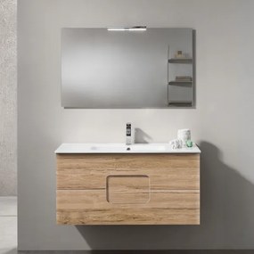 Mobile bagno sospeso 80 cm ARCO con due cassetti Rovere Nodi