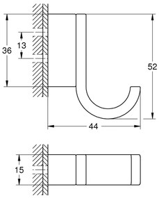 GROHE 41039000 - Gancio per accappatoio SELECTION 52 x 44 mm, cromo lucido