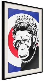 Poster  Banksy: Monkey Queen  Cornice Quadri Cornice nera con pass-partout, Larghezza x Altezza Home decor 40x60