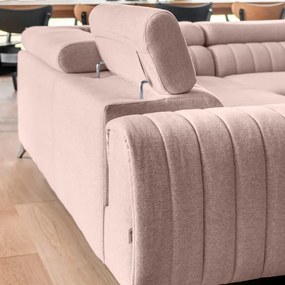 Divano angolare rosa allungabile/con contenitore (con penisola a destra/a U) Louis – ELTAP