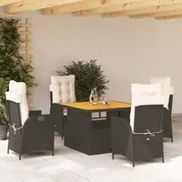 Set da Pranzo da Giardino 5 pz Nero con Cuscini in Polyrattan 3277437