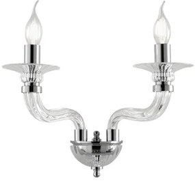 Applique VILLA a 2 luci in vetro lavorato a mano Cromo 35x28 cm