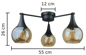 Lampadario a plafone STAR 3xE27/60W/230V nero/fumé beige