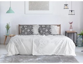 Biancheria da letto singola 140x200 cm in crêpe bianco e grigio Top Class - B.E.S.