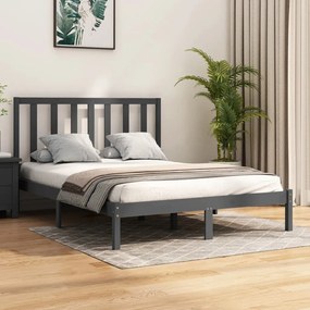 Giroletto Grigio İn Legno Massello Di Pino 135x190 Cm Double /