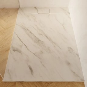 Piatto doccia SENSEA in composito minerale di resina gelificata Neo bianco L 90 x L 140 x H 3 cm opaco effetto marmo