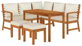 Set da pranzo da giardino 6pz con cuscini legno massello acacia