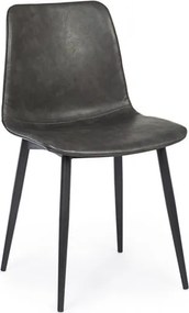 Sedia Da Interno In Ecopelle Antracite Vintage Senza Braccioli Kyra Bizzotto - 4 Pz