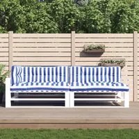 Cuscini per Pallet 5 pz Strisce Blu e Bianche in Tessuto 360792