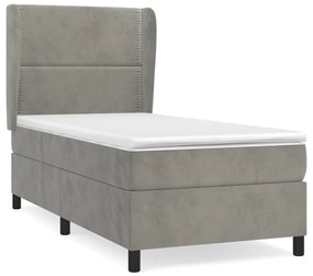 Giroletto a molle con materasso grigio chiaro 90x200 cm velluto