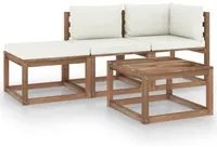 Set Divani Giardino su Pallet 4 pz con Cuscini Pino Impregnato