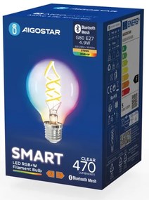 LED RGBW Lampadina FILAMENT G80 E27/4,9W/230V 2700K - Aigostar