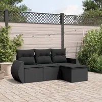 Set Divani da Giardino 4 pz con Cuscini Nero in Polyrattan 3253602