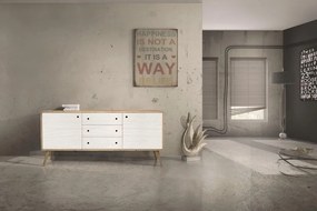 Credenza SOFFIANO abete spazzolato e bianca 185&#215;50 cm H 84 cm