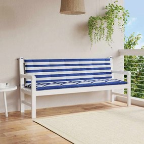 Cuscini Per Panca 2 Pz Strisce Blu E Bianche İn Tessuto Oxford /