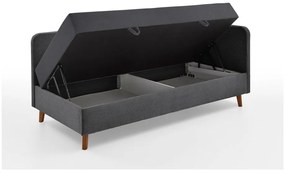 Letto singolo imbottito grigio scuro con contenitore con materasso incluso 90x200 cm Cabana – Meise Möbel
