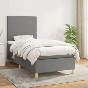 Giroletto A Molle Con Materasso Grigio Scuro 80x200 Cm Tessuto /