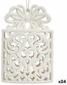 Decorazione Natalizia Pacco Regalo Bianco Plastica Porporina 7,4 x 12 x 4 cm (24 Unità)