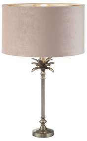 Lampada Da Scrivania Contemporanea Palma Ottone Velluto Rosa 1 Luce E27