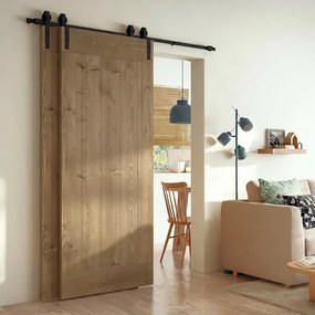 Porta scorrevole reversibile Smooth doppia in legno wengé, L 96 x H 215 cm, con binario Fizz