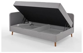 Letto singolo imbottito grigio chiaro con contenitore con materasso incluso 90x200 cm Cabana – Meise Möbel