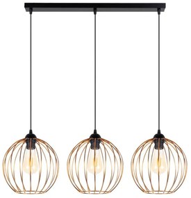 Lampadario a sospensione con filo MATT 3xE27/60W/230V nero/rame