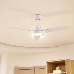 Ventilatore da soffitto Lindby LED Aerallo, bianco, CCT, silenzioso Aerallo, Bianco / Opale, Soggiorno / Sala da pranzo, Metallo, Moderno