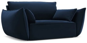 Poltrona blu scuro con rivestimento in velluto Vanda – Mazzini Sofas