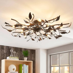 Plafoniera soffitto Yos Lindby, dimmerabile, Nero, Camera da letto, Metallo, Fiorentino, Plafoniera