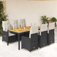 Set da Bistr da Giardino 7 pz con Cuscini Nero in Polyrattan 3276981