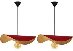 Tosel  Lampadari, sospensioni e plafoniere Lampada a sospensione tondo metallo rosso e oro  Tosel